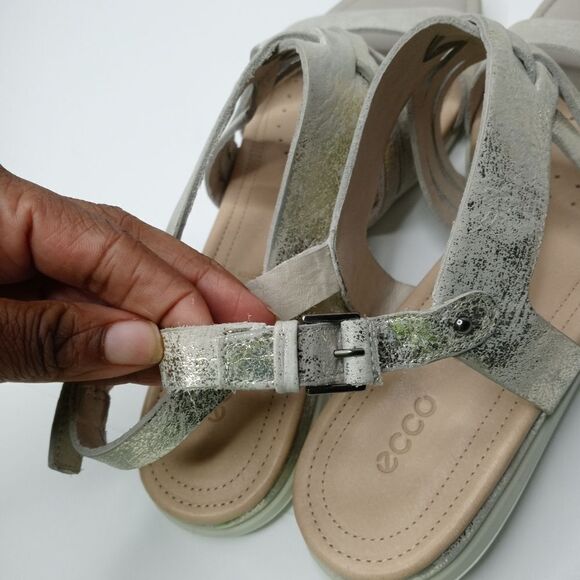 ecco Touch Braided Metallic Silver Sandals - Picture 6 of 8
